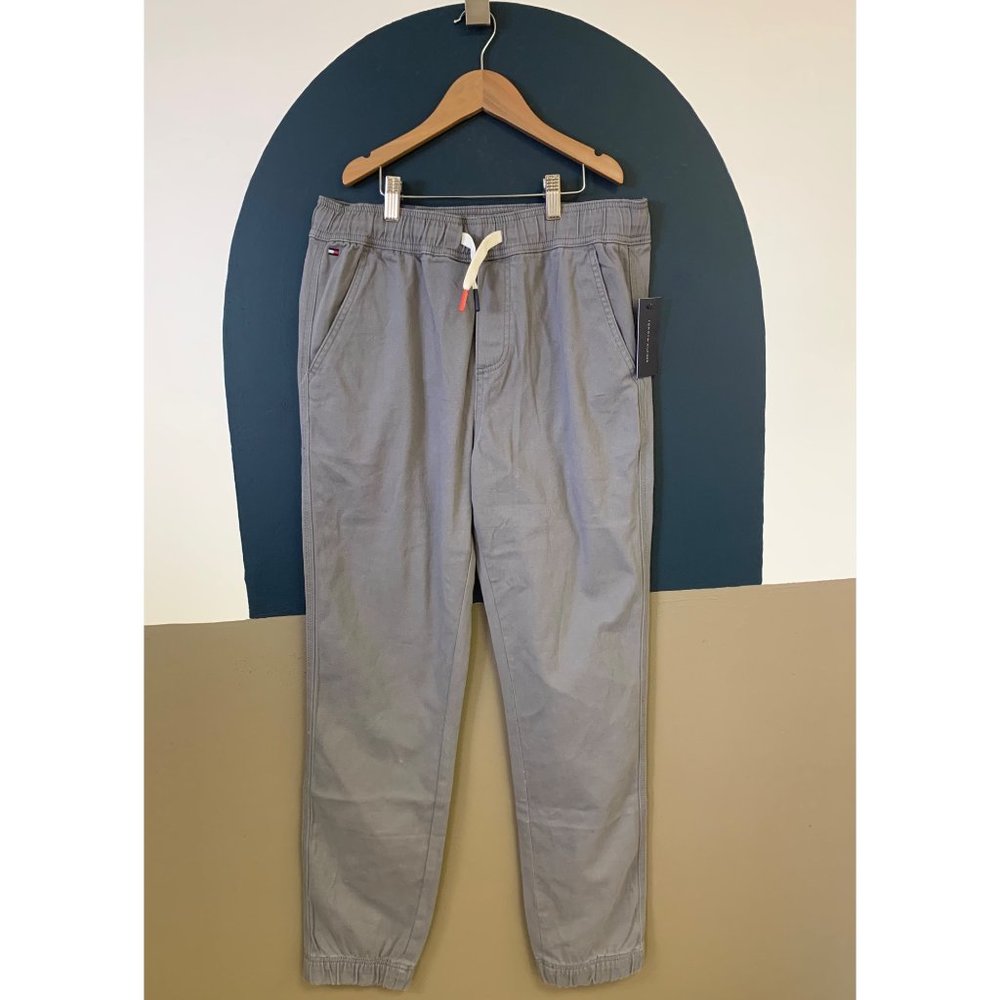 Tommy Hilfiger Grey Drawstring Pull-On Twill Jogger Pants NEW WITH TAGS